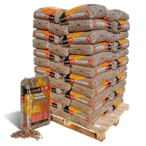Holzpellets CRÉPITO – 1 Palette (72 Säcke à 15 kg)